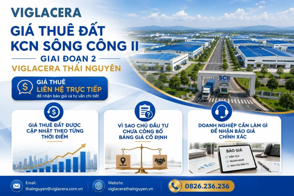 Giá thuê đất KCN Sông Công II Giai đoạn 2 dd