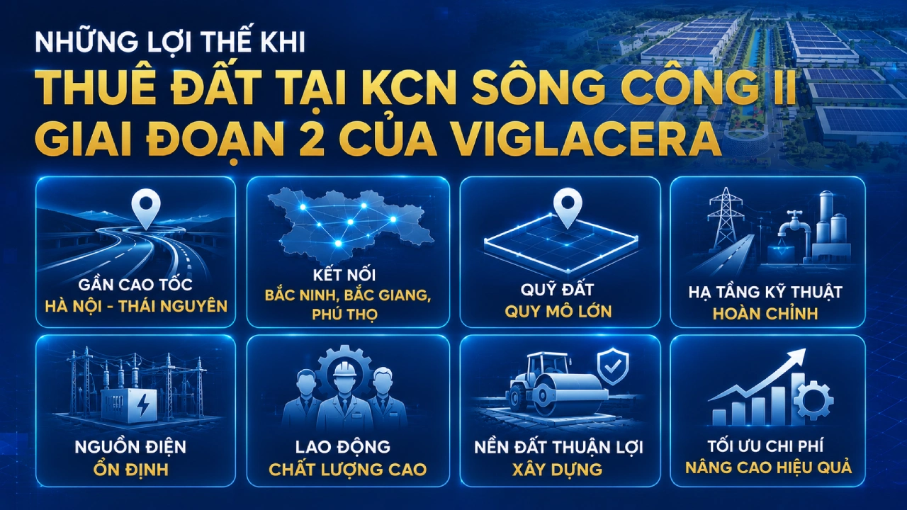 Những lợi thế khi thuê đất tại KCN Sông Công II Giai đoạn 2của Viglacera