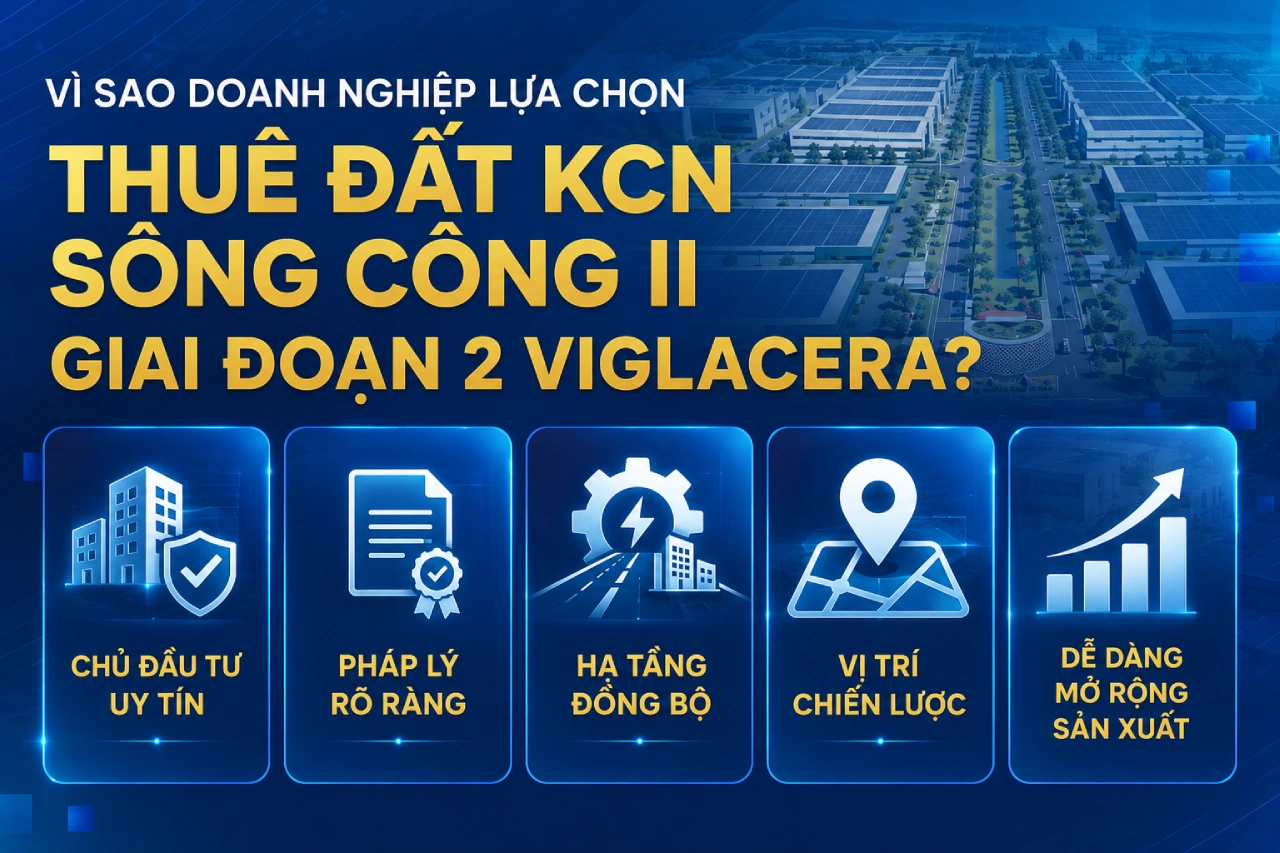 Vì sao doanh nghiệp lựa chọn thuê đất KCN Sông Công II Giai đoạn 2 Viglacera
