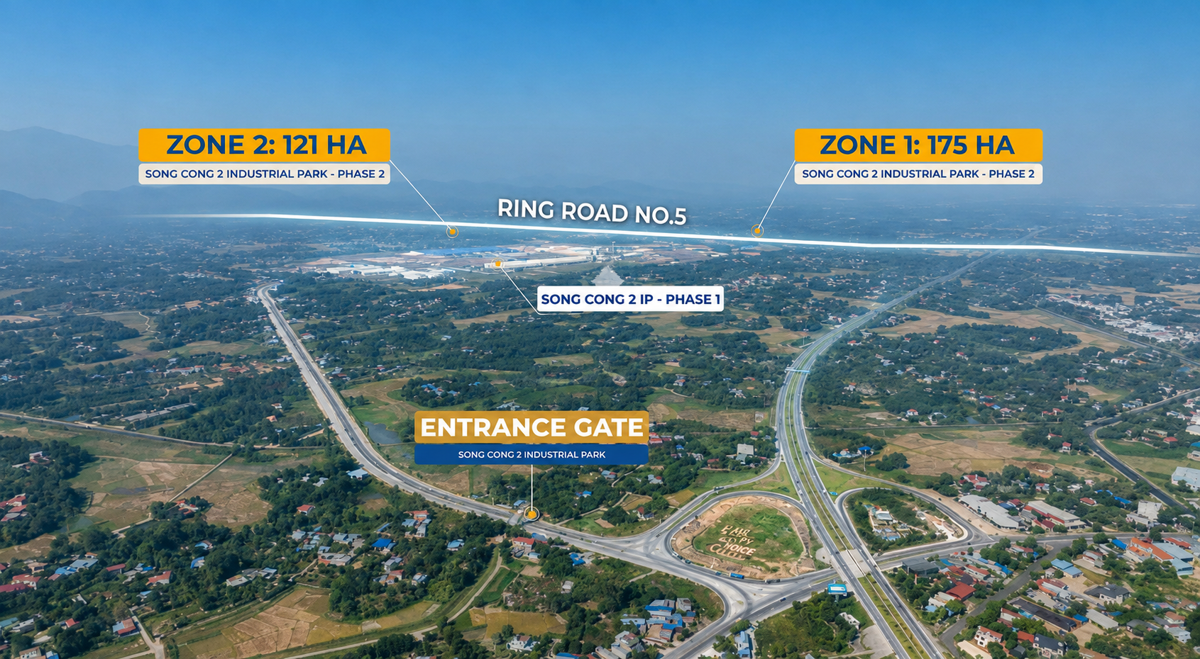 Hai phân khu trong Khu Công nghiệp Sông Công II giai đoạn 2