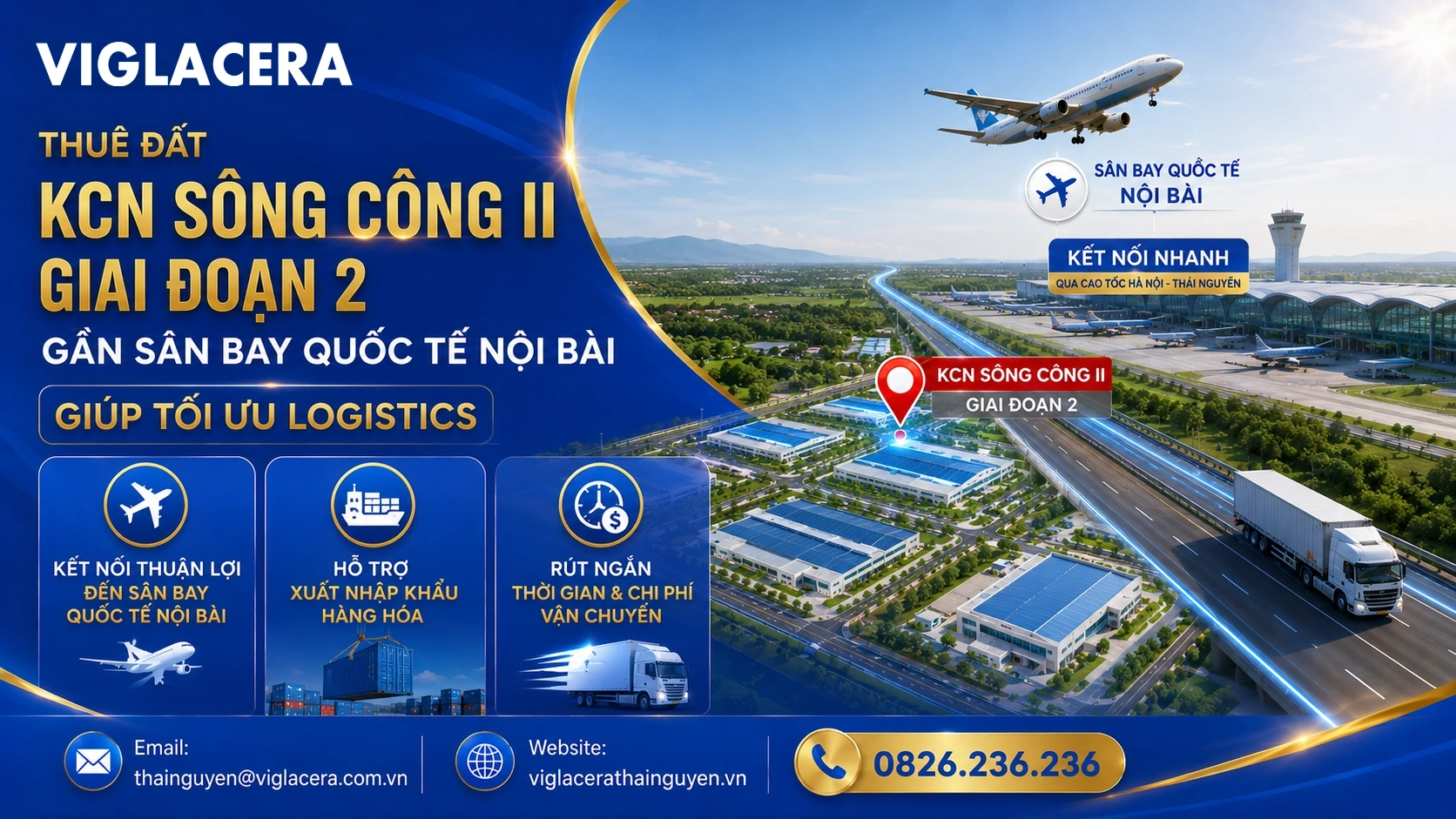 Thuê đất KCN Sông Công II Giai đoạn 2 gần Sân bay Quốc tế Nội Bài giúp tố