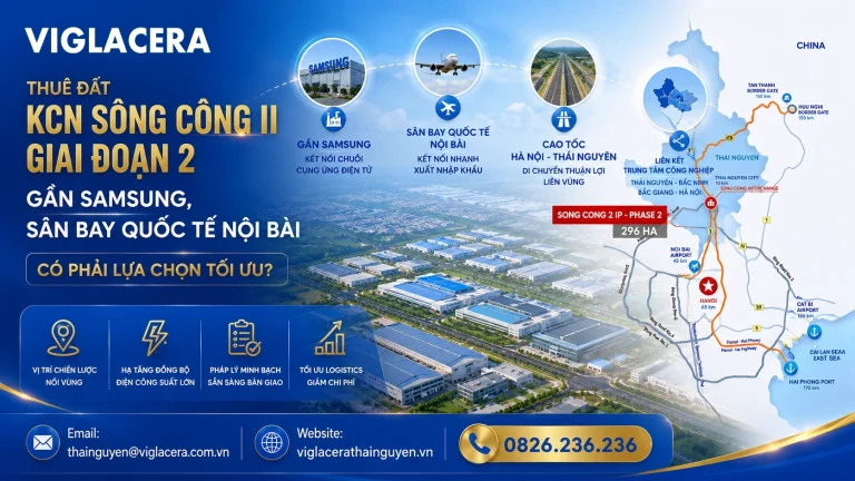 Thuê đất KCN Sông Công II Giai đoạn 2 gần Samsung dd